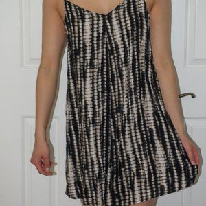 Black and White Tie-Dye Strapy Tank Dress